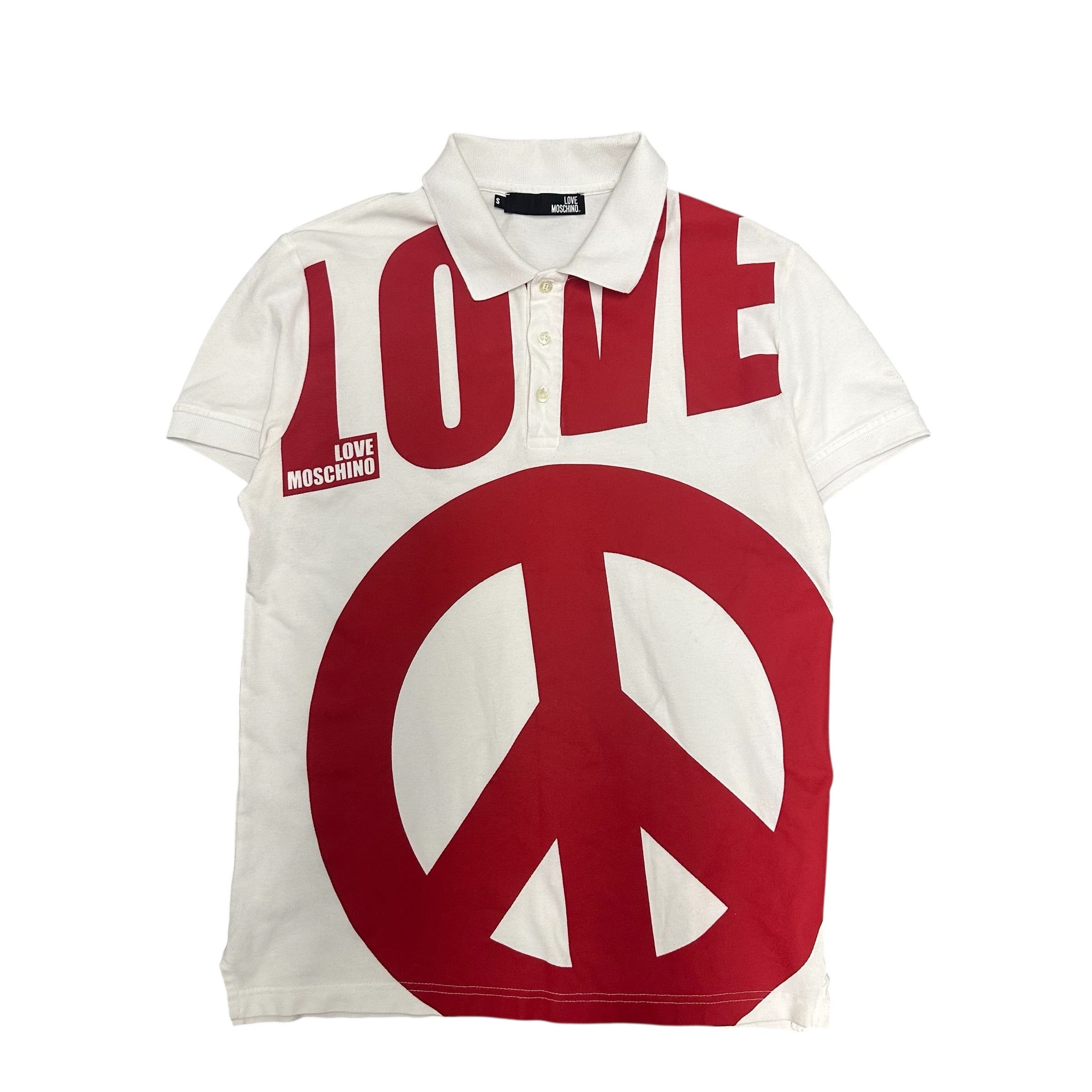 MOSCHINO "LOVE MOSCHINO" PEACE SIGN SHIRT.