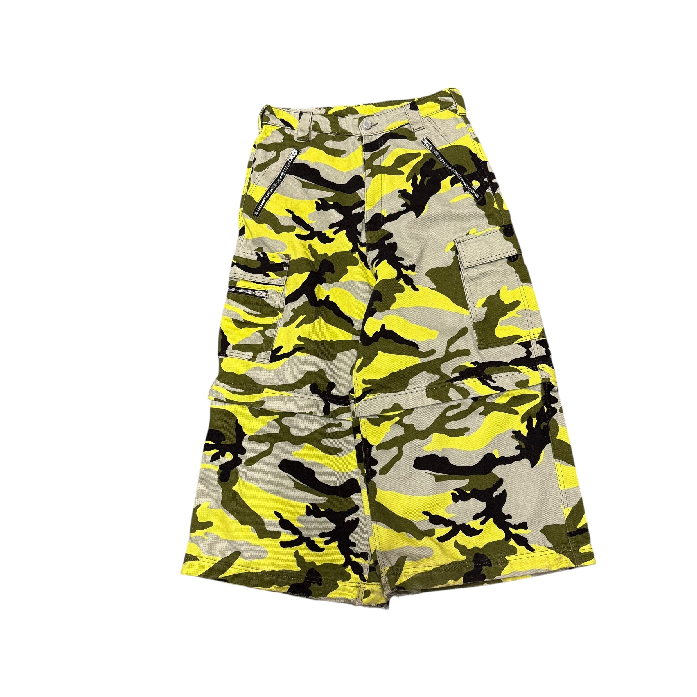 VETEMENTS YELLOW TRANSFORMER CARGO PANTS.