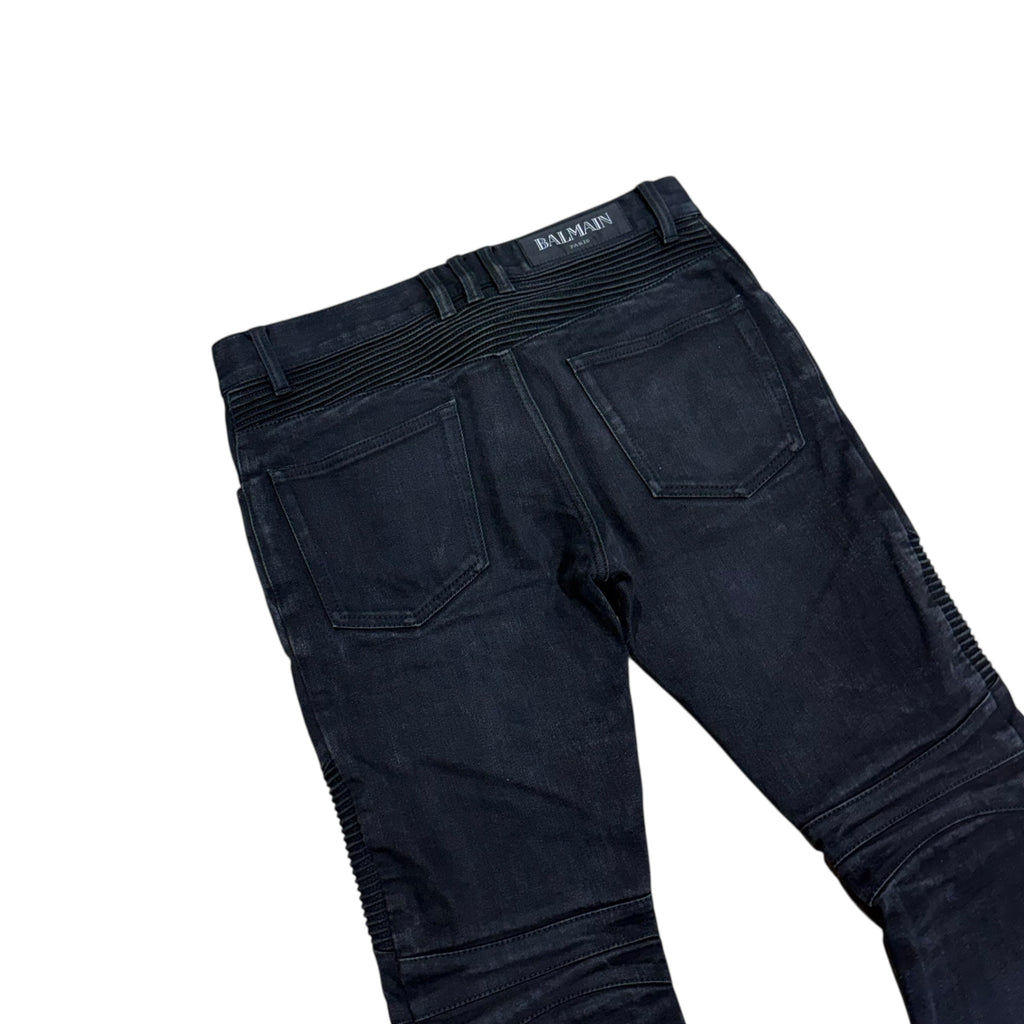 BALMAIN BIKER DENIM BLACK