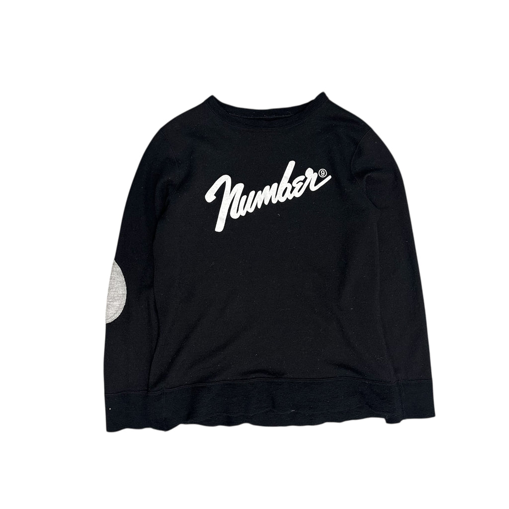 NUMBER (N)INE BLACK ELBOW PADDED SWEATER.