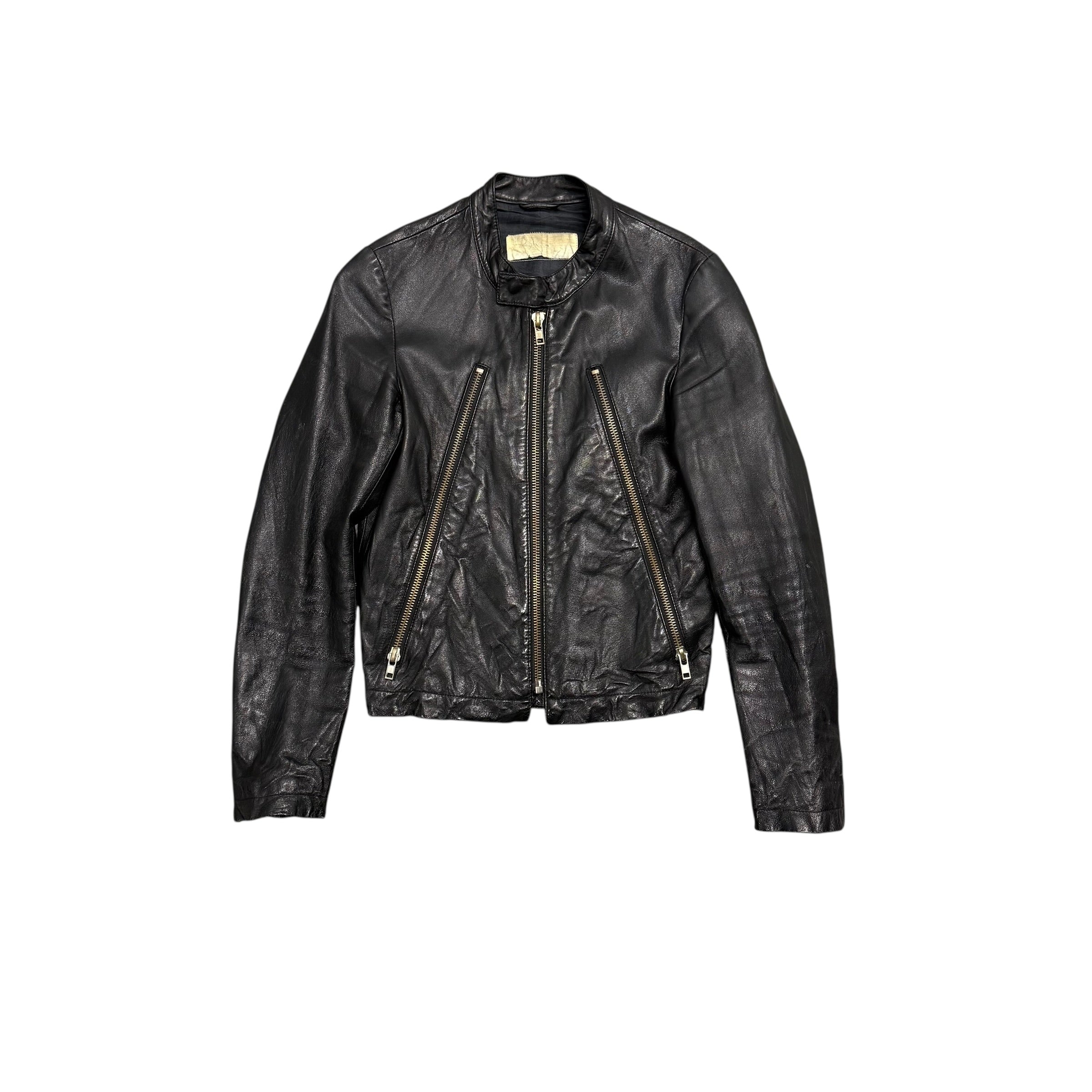 VINTAGE 3-ZIP LEATHER JACKET.